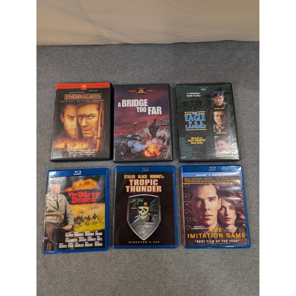 War Movie Lot 6 Films Enemy at the Gates Tropic Thunder Dirty Dozen Blu-ray DVD - Picture 1 of 2